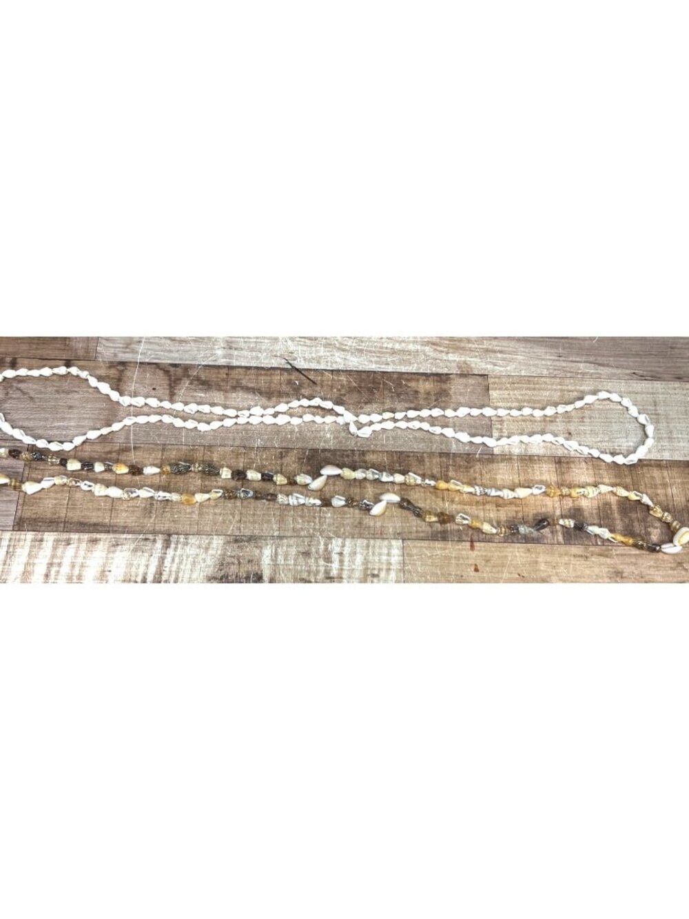 Shell Beaded Necklaces Boho Style Set Of 2 White & Brown Beach-Inspired Jewelry